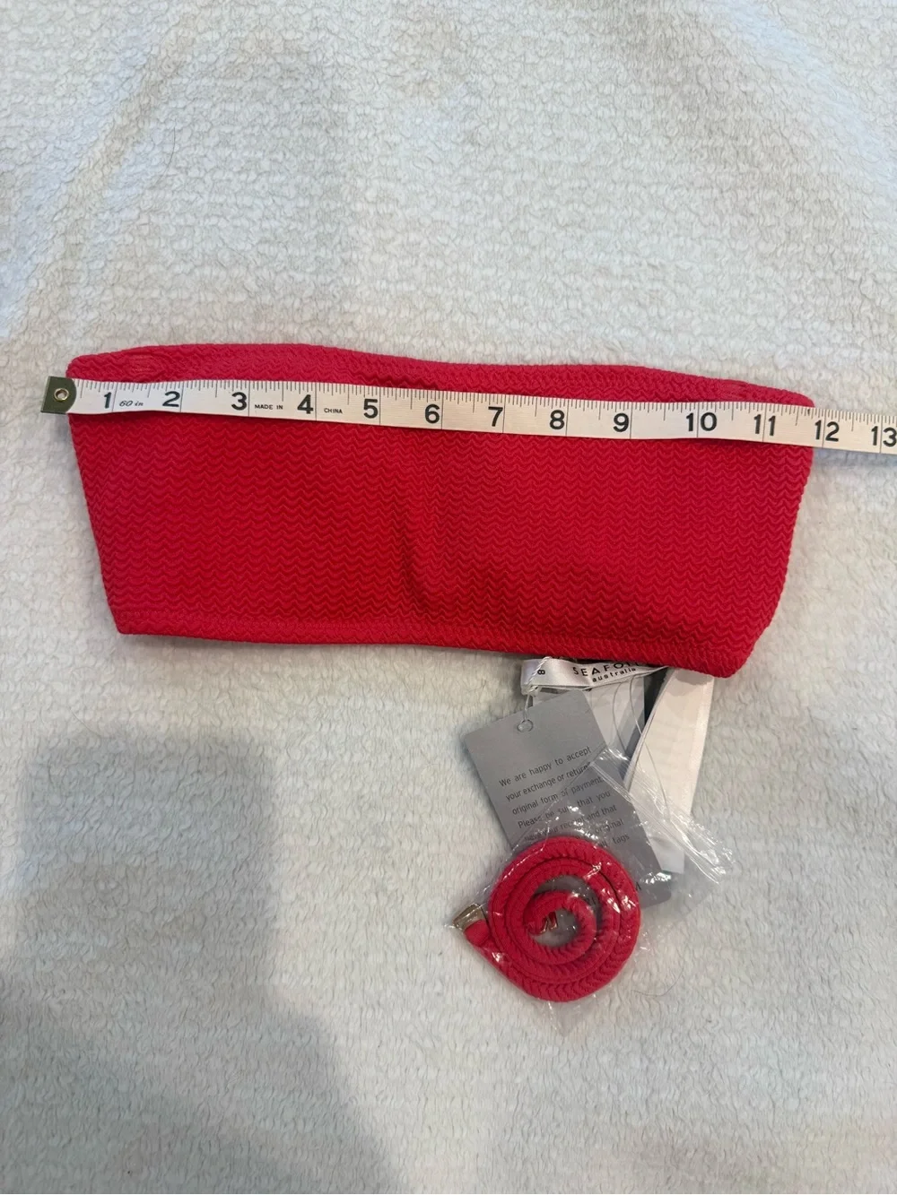 Seafolly Sea Dive Tube Bikini Top NWT Chilli Red Textured Bandeau Size 4